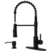 APPASO Black Kitchen Faucet with Soap Dispenser and Pull Down Sprayer, SUS304 Stainless Steel Commercial Single-Handle Spring Faucet for Kitchen Sink, Matte Black