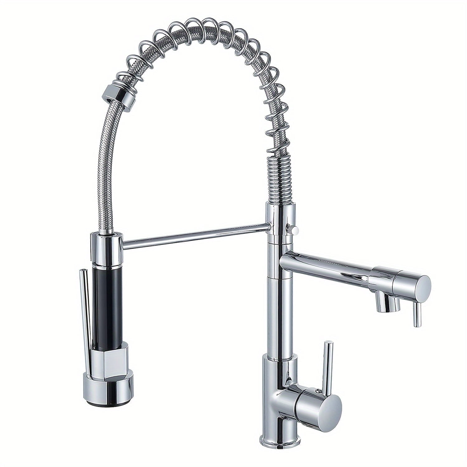 APPASO Kitchen Faucets with  Dual Spout, High Arch Spring Stainless Steel Single Handle Kitchen Faucet, kitchen faucet with two water outlet, Chrome, ‎Bar, Rv