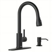 APPASO Matte Black 2 Hole Kitchen Faucet with Pull Down 3 Modes Sprayer, Black Kitchen Sink Faucet, High Arch Faucet Kitchen for 1 or 2 Hole Sink, Kitchen Faucet with Soap Dispenser
