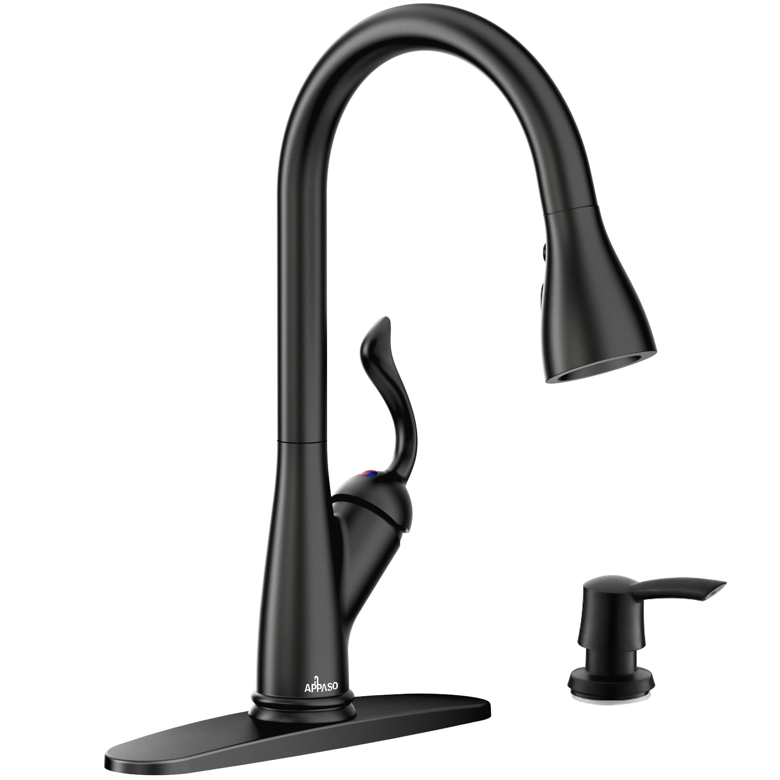 Matte Black High Arc Kitchen Faucet with Pull-Out Spray