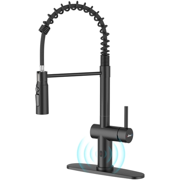 APPASO Matte Black Touchless Kitchen Faucet, 3-Spray Pull Down Faucet with 20" Hose, SUS304 Stainless Steel, Hands-Free Sensor, Deck Plate for 1 or 3-Hole Sinks