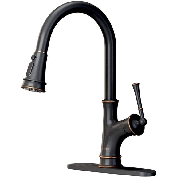 APPASO Oil Rubbed Bronze Kitchen Faucet with Pull Down Sprayer, Antique Bronze Single Handle High Arc, cUPC Certified with Supply Lines and Valve Core