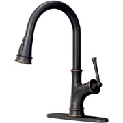 APPASO Oil Rubbed Bronze Kitchen Faucet with Pull Down Sprayer, High Arc Single Handle Sink Faucet with Deck Plate