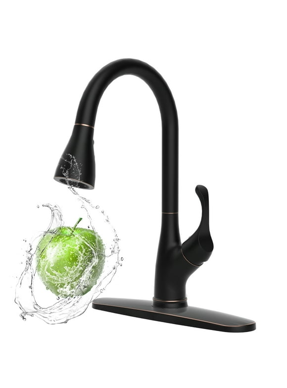 APPASO Single Handle Pull Down Kitchen Faucet Oil Rubbed Bronze with Deck Plate 123ORB