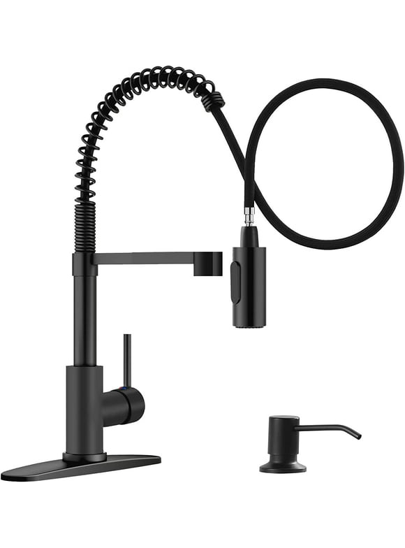 APPASO Spring Commercial Kitchen Faucet with Pull Down Sprayer Matte Black 163MB