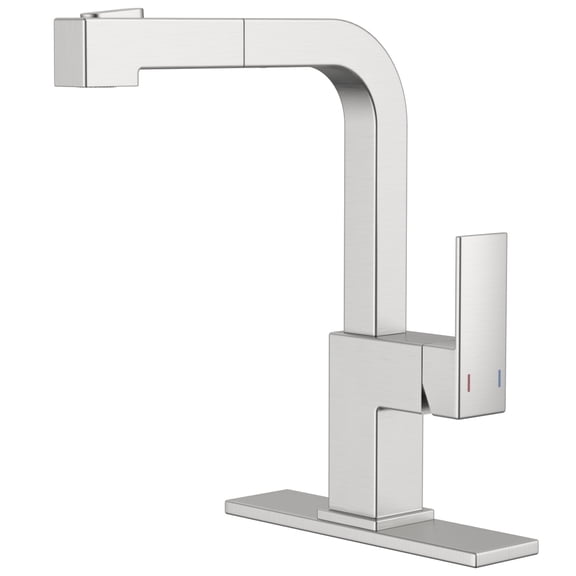 APPASO Square Kitchen Faucet, S304 Stainless Steel, with Pull Out Sprayer, Brushed Nickel Faucets for Kitchen Sink Brushed Nickel, Single Handle Brushed Nickel Faucet Kitchen for RV Bar Sink, Modern