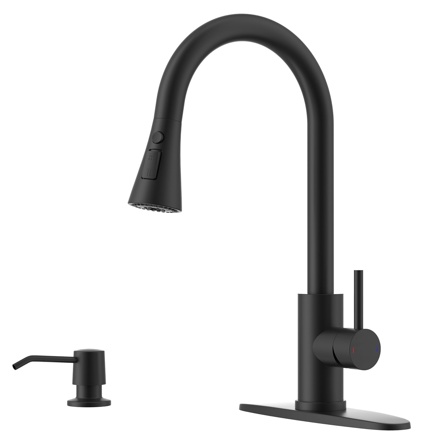 APPASO Stainless Steel Kitchen Faucet, Pull Down Sprayer 3 Modes, Matte Black High Arc Single Handle Gooseneck Faucets for 1 to 3 Holes Sink, Laundry, Farmhouse, RV, Bar