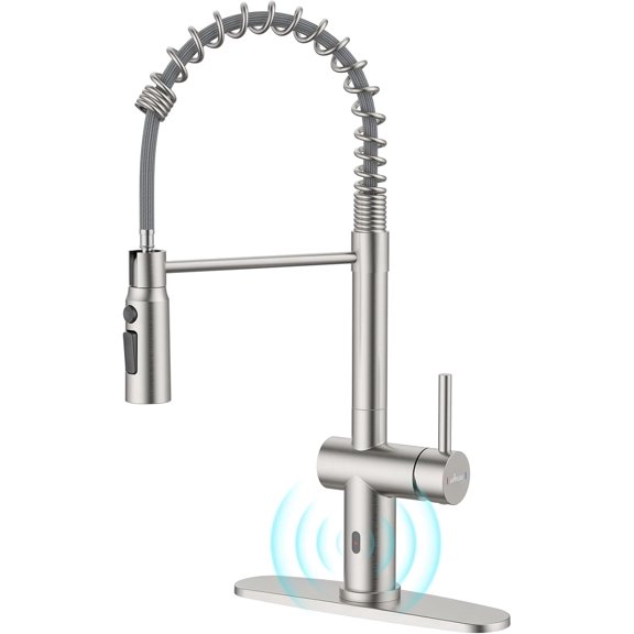APPASO Touchless Kitchen Faucet, Hands-Free Motion Sensor Pull Down Sprayer, SUS304 Stainless Steel with 7-Layer Coating, 20" Retractable Hose 360° Swivel, for 1 or 3-Hole Sinks