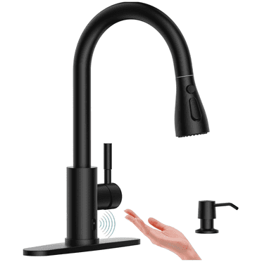 APPASO Touchless Kitchen Faucet with Pull-Down Sprayer, Kitchen Sink Faucet Touchless Matte Black, Single Handle Hands-Free Motion Sensor Faucets Suitable for 1 or 3-Hole Sink, Stainless Steel
