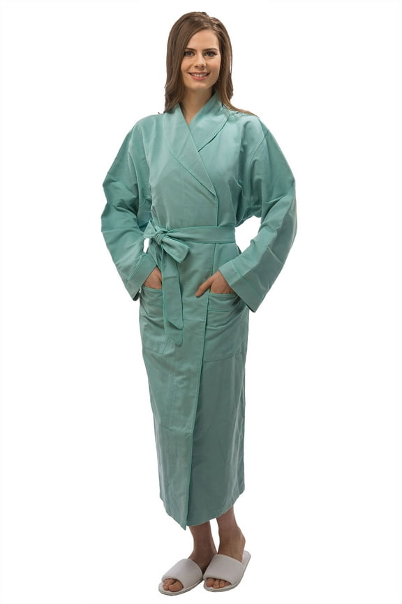 APPEARUS Women's Long Microfiber Shawl Collar Spa Bathrobe, XXL, Teal