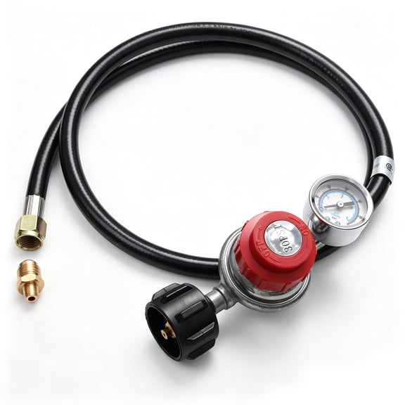APPLAYERR 0-60 PSI Gauge Propane Regulator QCC1 Type 1 Inlet For Outdoor Smoker Fryer And High Demand Appliance Application