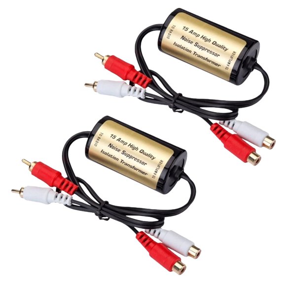 APPLAYERR 2 Pcs Audio Noise Isolator Black RCA Connector 15A Current Rate for Car Amplifier Stereo Subwoofer Horn Engine Noise Suppression
