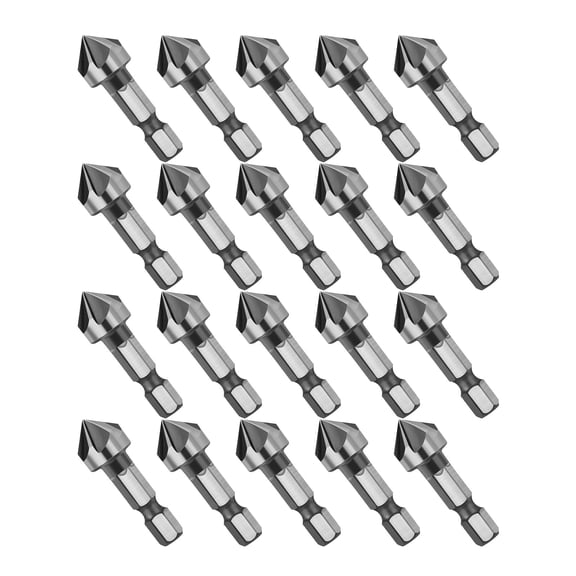 APPLAYERR 20-Pack 6-Flute Chamfering Drill Bit 37mm Length 45# Carbon Steel Rust Resistant for Wood Soft Metals PVC Processing