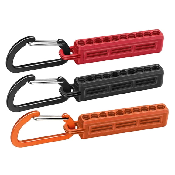 APPLAYERR 3Pcs Bit Holder Organizer For Screwdriver Drill Bits 14 Hex Shank Red Orange Black Carabiner Clip Portable Workshop