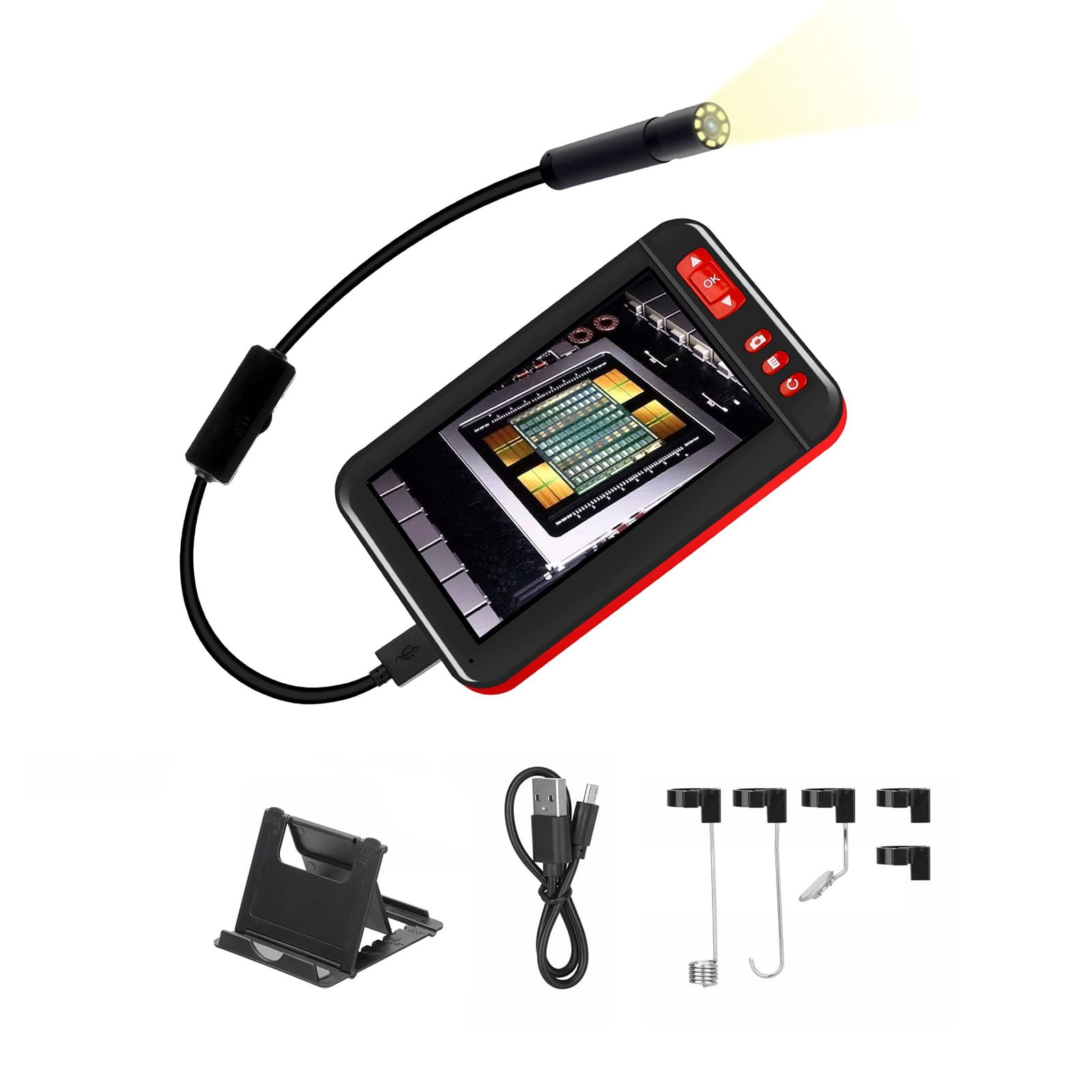 APPLAYERR 4.3 Inch Industrial Endoscope Camera 1080P HD 8mm Waterproof 2M Flexible Cable Borescope LED Light