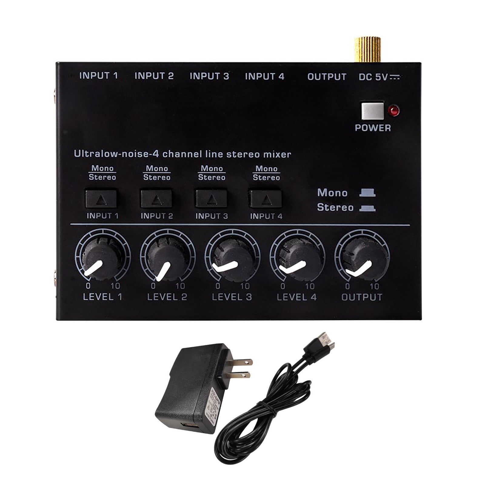 APPLAYERR 4-Channel Audio Mixer for Drum Sets with Simple Control and Single Amplifier Output, metal matierial and black color