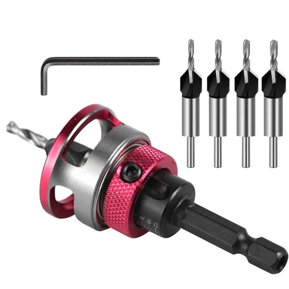 APPLAYERR 6Pcs Adjustable Countersink Drill Bit Kit Quick Change Head Dual Purpose for Hand Drill Bench Drill Electric Drill