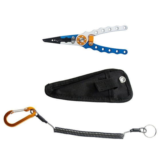 APPLAYERR Aluminum Fishing Pliers 5.83in Blue Silver Stainless Steel Jaws for Lure Repair Split Rings Braided Line Cutting with Lanyard