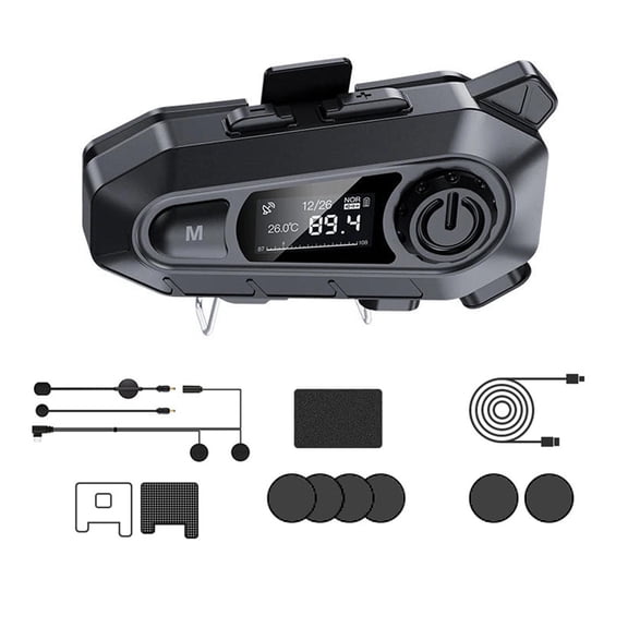 APPLAYERR Black Bluetooth Helmet Headset, ABS 1000mAh Battery, Type-C Charge for Motorcycle Multi-Day Riding Trips