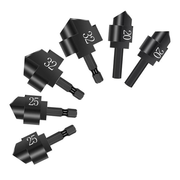 APPLAYERR Carbon Steel PPR Pipe Lifting Stepped Drill Set 20 25 32mm for Plumbing Chamfering Reaming 1/4 Hex