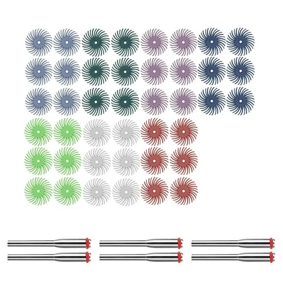 APPLAYERR Deburring Cleaning Finishing Sanding Discs 42PCS for Dremel Proxxon 1 Inch Radial Bristle 3mm Mandrels Kit
