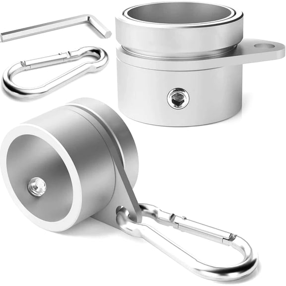 APPLAYERR Flag Pole Rings for Outdoor Use Silver Aluminum Alloy 360 Anti-Wrap Smooth Arc Design with Carabiners Wrench