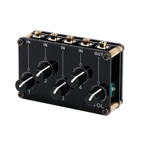 APPLAYERR Passive 4 Channel 3.5mm Audio Mixer Portable Stereo Line Mixer Volume Controls Low Noise Compact Design
