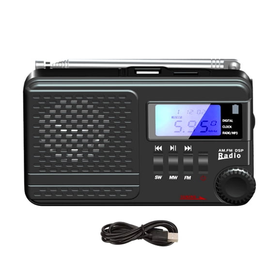 APPLAYERR Portable Radio AM FM SW MP3 Playback Black Plastic For Daily Commute Outdoor Activities Night Use