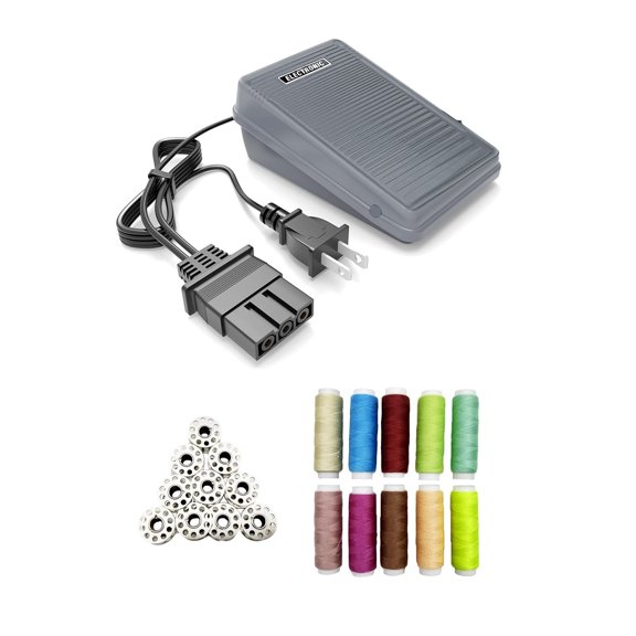 APPLAYERR Sewing Machine Speed Controller Pedal with Threads Bobbins AC 110V for Brother Simplicity Viking Bernette