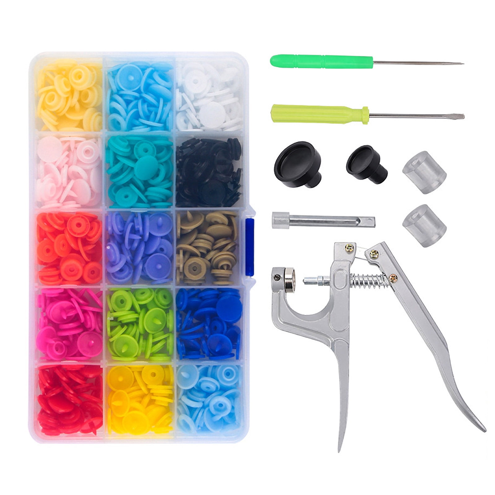 APPLAYERR Sewing Snap Kit for Baby Clothes Bibs 150 Sets T5 Resin Buttons Pliers Easy Install for Light Fabrics Folders Bags Projects