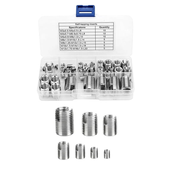 APPLAYERR Slotted Self Tapping Thread Inserts Stainless Steel M3 M4 M5 M6 M8 M10 M12 Sizes For Mechanical Equipment Repair