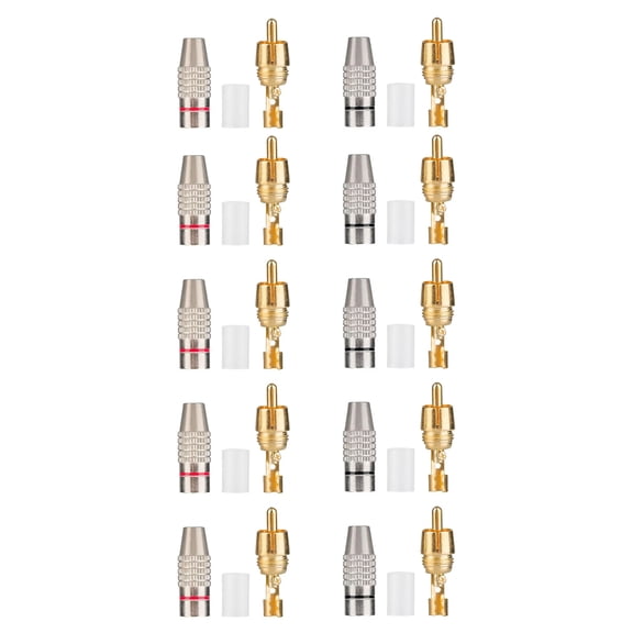 APPLAYERR Solder Free RCA Male Connector 20 Pack Gold Plated for Audio Cables TV DVD VCD Amplifier Mixers