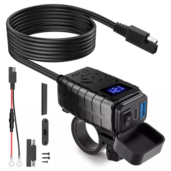 APPLAYERR Waterproof Motorcycle Charger Dual USB Adapter PD QC 3.0 Fast Charge 12V 24V Voltmeter Phone Tablet ATV