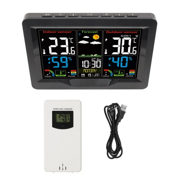 APPLAYERR Weather Station Clock Wireless Indoor Outdoor Thermometer Hygrometer Forecast Dual Alarm LCD RF Mold Risk