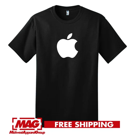 APPLE BLACK T-SHIRT Logo Tech Computer Geek OSX Mac IPod IPad Cool Shirt Tee