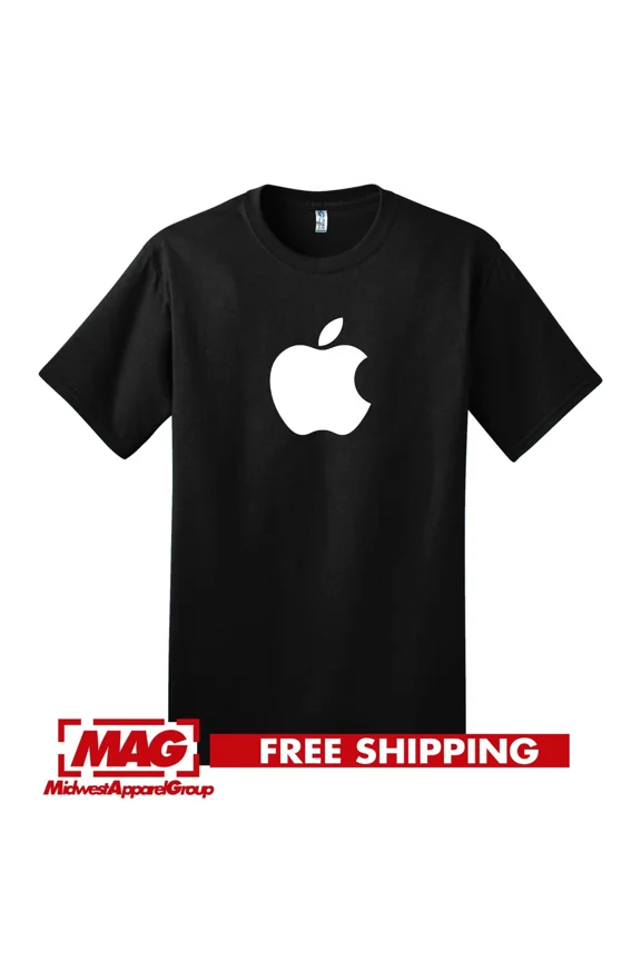 APPLE BLACK T-SHIRT Logo Tech Computer Geek OSX Mac IPod IPad Cool Shirt Tee