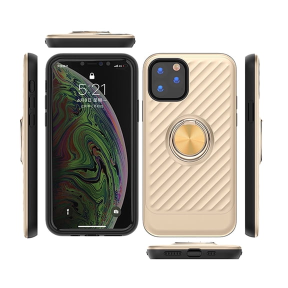 APPLE IPHONE 11 PRO Phone Cases, Hybrid Rugged Shockproof Ring Holder Kickstand Slim Armor For APPLE IPHONE 11 PRO Case with Ring Holder In Gold