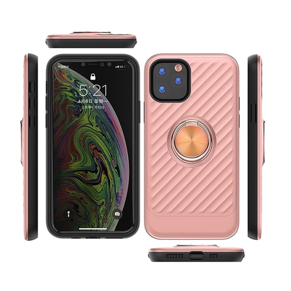 APPLE IPHONE 11 PRO Phone Cases, Hybrid Rugged Shockproof Ring Holder Kickstand Slim Armor For APPLE IPHONE 11 PRO Case with Ring Holder In Rose Gold