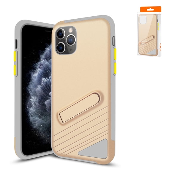 For APPLE IPHONE 11 PRO Phone Cases, Hybrid Slim Fit Hard PC & Rubber TPU Shockproof with hidden Kickstand Cover For Apple iPhone 11 Pro Armor Cases In Gold