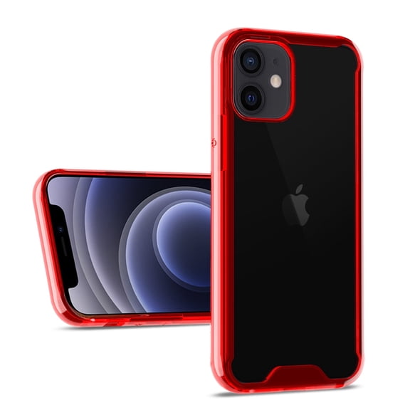 APPLE IPHONE 12 MINI Phone Cases, High Quality Slim Fit Hybrid Transparent Clean PC and TPU Bumper Case In Clear Cover For APPLE IPHONE 12 MINI Bumper Case In Red