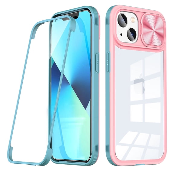 APPLE IPHONE 14 PLUS Phone Cases, Full Protection Hybrid Cover With Mobile Phone Protective Film Slide Camera Lens Phone Case For iPhone 14 Plus In Pink