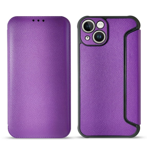 For APPLE IPHONE 14 PLUS Phone Cases, Magnetic wallet Leather phone case with Credit Card Slot Cover For Apple iPhone 14 Plus In Purple