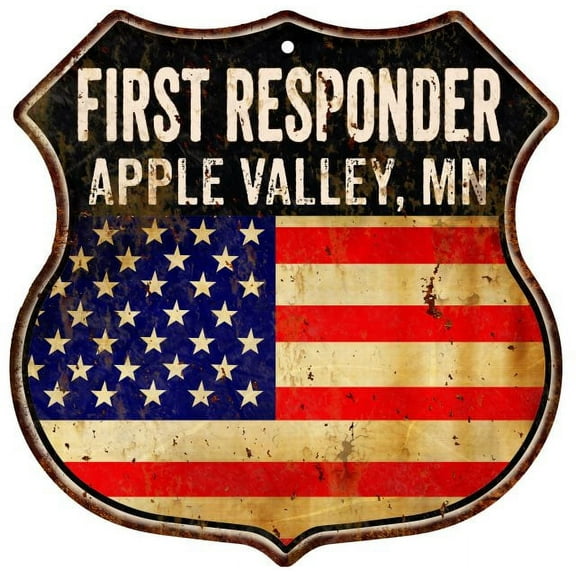 APPLE VALLEY, MN First Responder USA 12x12 Metal Sign Fire Police 211110022743