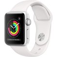thumbnail image 1 of Pre-Owned APPLE WATCH SERIES 3 GPS 38mm SILVER ALUMINUM WHITE SPORT BAND MTEY2LL/A, 1 of 1