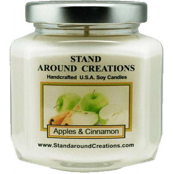 APPLES & CINNAMON HEX 6-OZ. ALL NATURAL SOY CANDLE