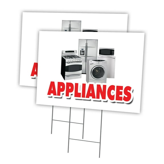 APPLIANCES 2 Pack Of 12" x 16" Yard Sign & Stake | Advertise Your Business | Stake Included Image On Front Only | Made in The USA