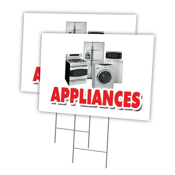 APPLIANCES 2 Pack Of 18" x 24" Yard Sign & Stake | Advertise Your Business | Stake Included Image On Both Sides | Made in The USA