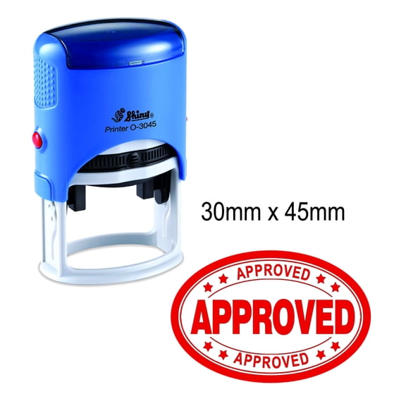 APPROVED Oval Rubber Stamp With Text Personalized Shiny Self Inking Rubber Stamp 30mm x 45mm