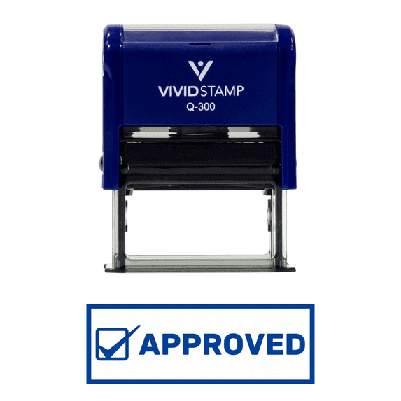 APPROVED w/ Checkbox Office Self-Inking Office Rubber Stamp (Blue) - Large