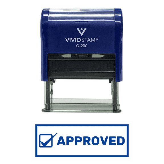 APPROVED w/ Checkbox Office Self-Inking Office Rubber Stamp (Blue) - Medium